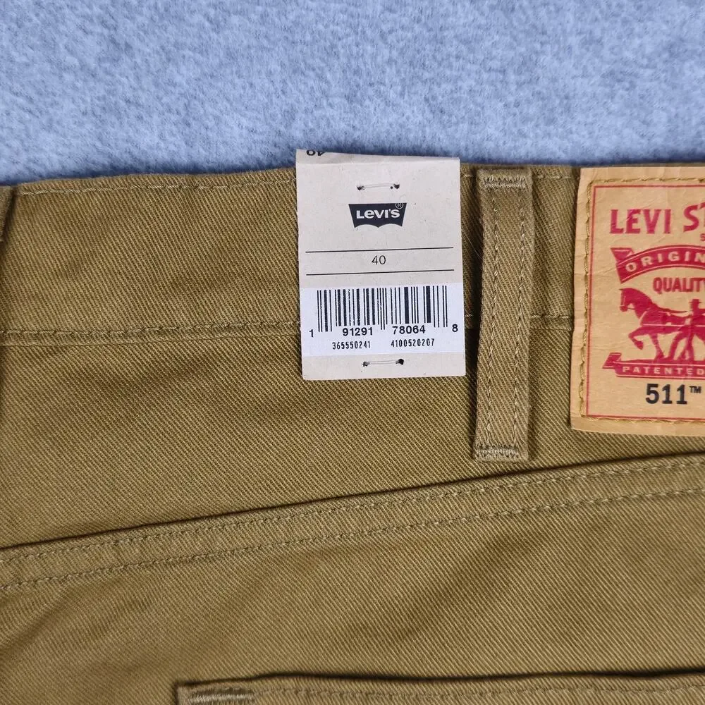 NWT Levi's 511 Mens Size 40 Tan Cut Off Slim Shorts